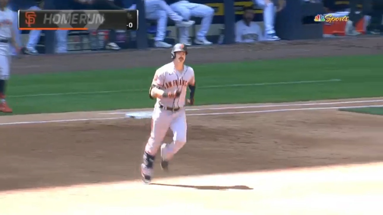 Giants' Mike Yastrzemski crushes a solo home run against the Brewers