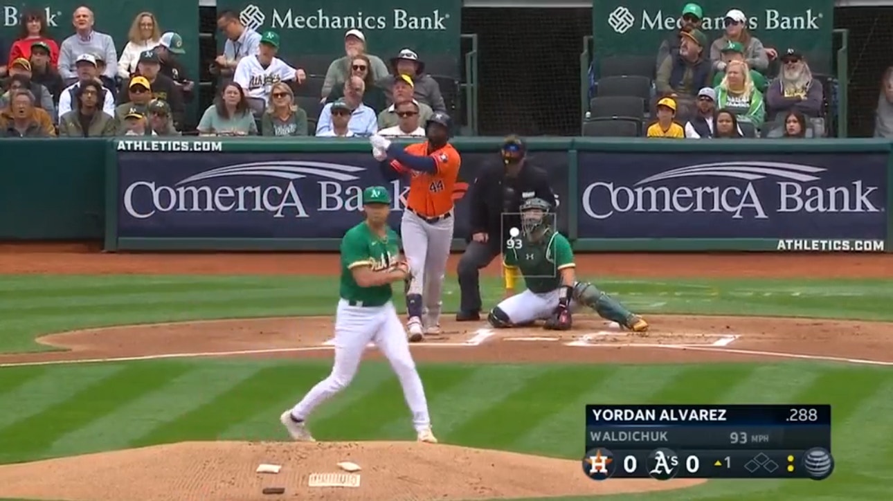 Yordan Álvarez crushes a solo home run to give the Astros an early lead over the A's