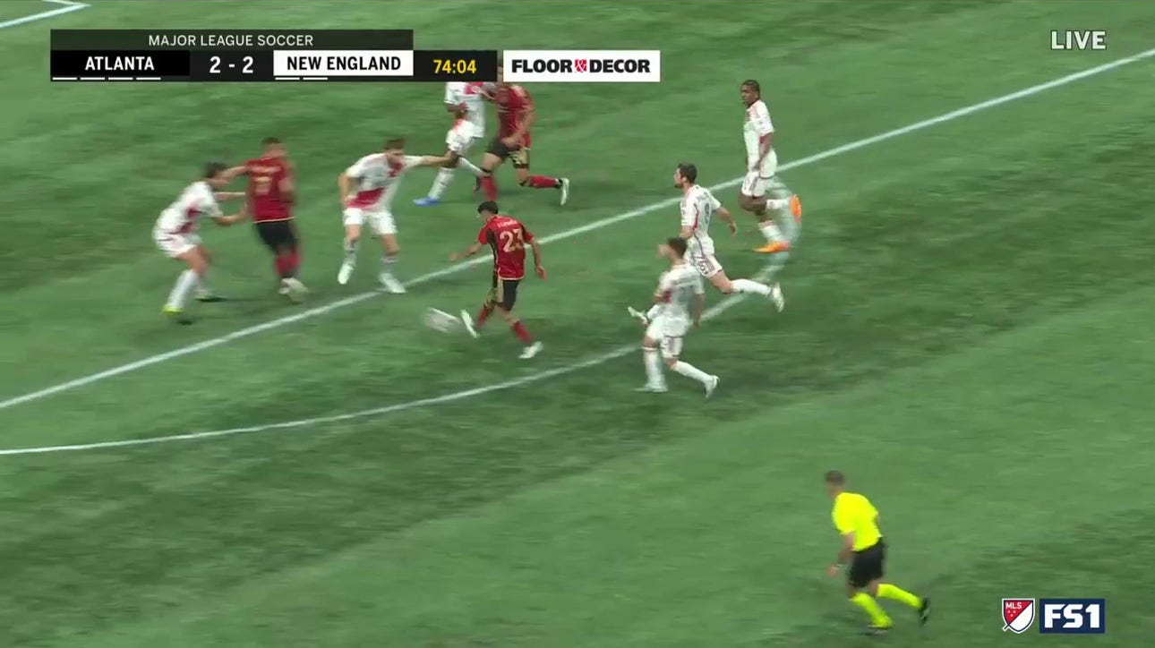 Juan Sanchez hits a deflection goal and helps Atlanta to even the score with New England