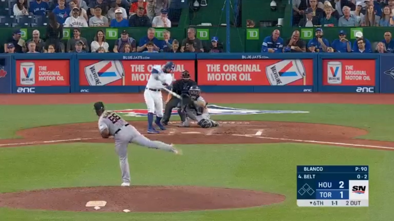 Blue Jays' Brandon Belt drills a game-tying solo homer vs. the Astros 