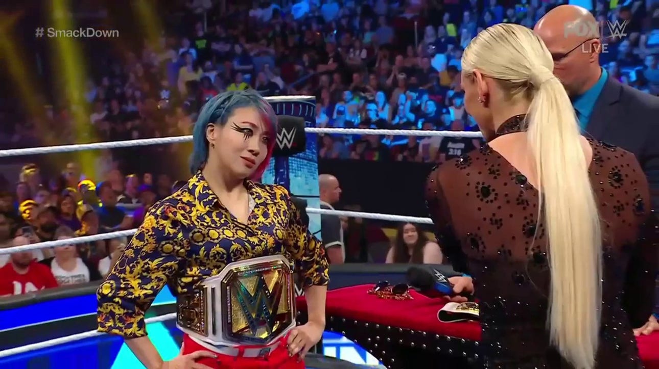 Charlotte Flair crashes Asuka's title ceremony, challenges her for the Women's SmackDown Title