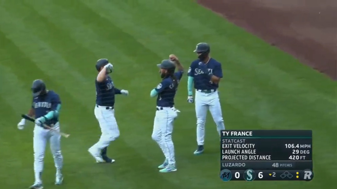 Ty France smacks a three-run homer, expanding on the Mariners lead against the Marlins