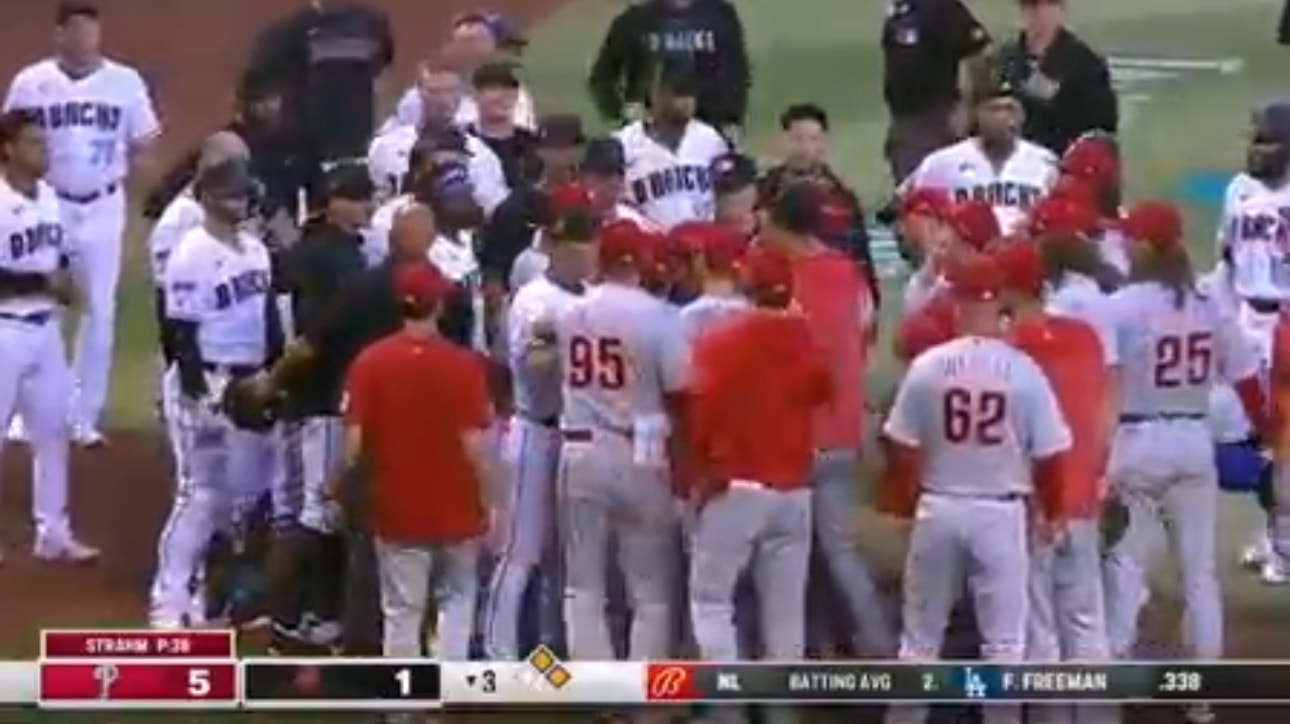 Benches clear in the Phillies-Dbacks game after Corbin Carroll was hit by a pitch for the second time