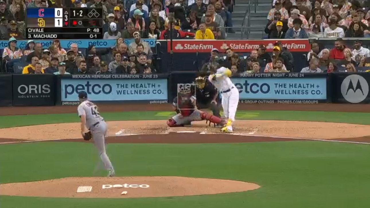 Padres' Manny Machado hammers a solo homer to take an early lead against the Guardians 