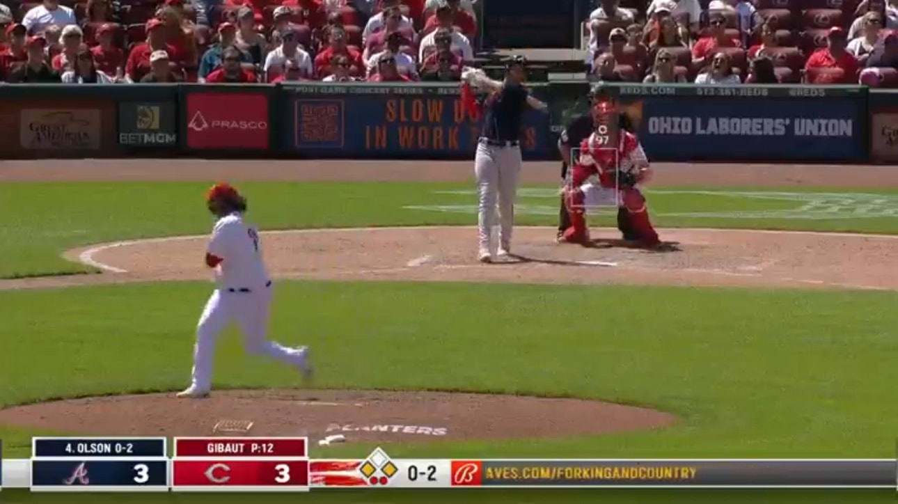 Braves' Matt Olson hits a GO-AHEAD three-run shot vs. the Reds, tying Shohei Ohtani for the MLB home run lead with 25