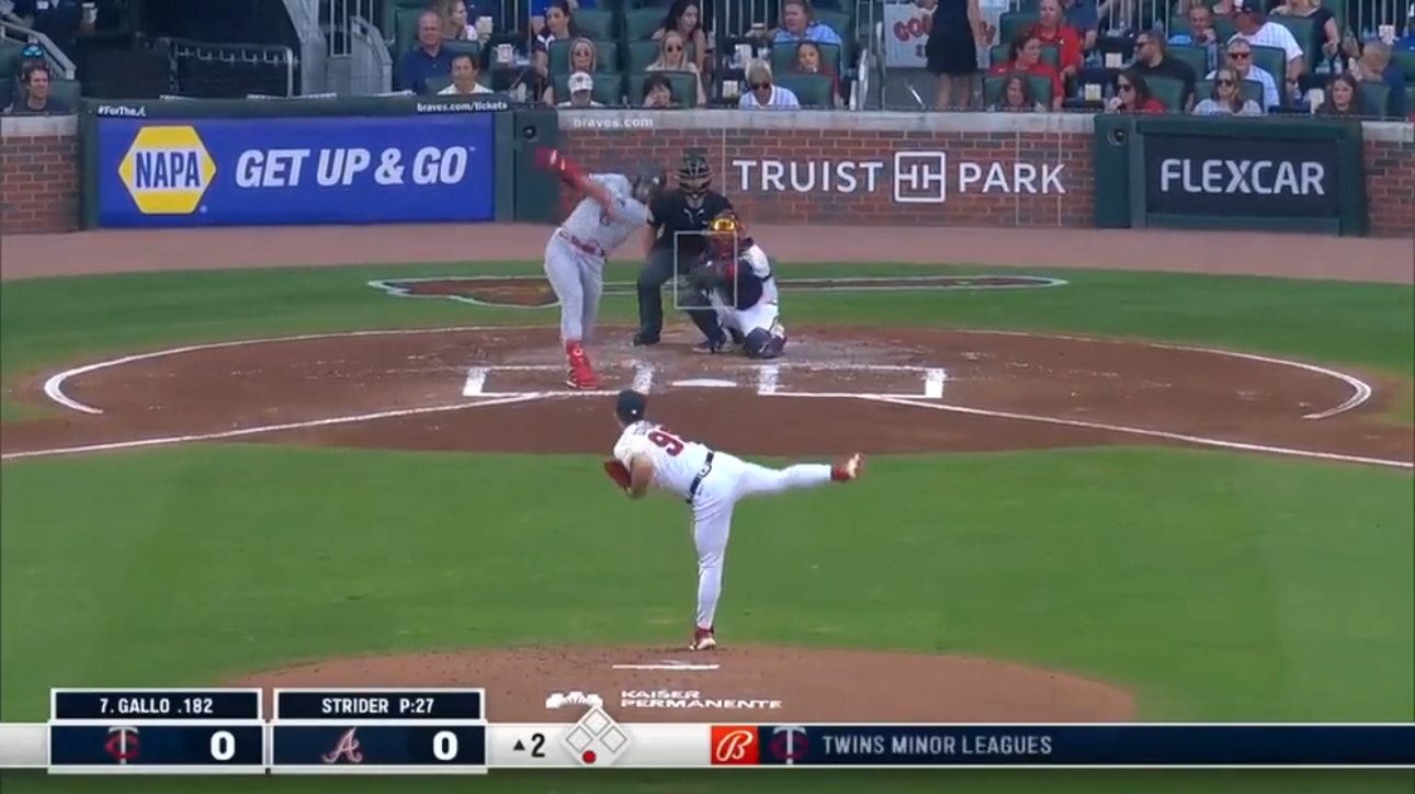 Twins' Joey Gallo belts a deep home run in the second inning against the Braves