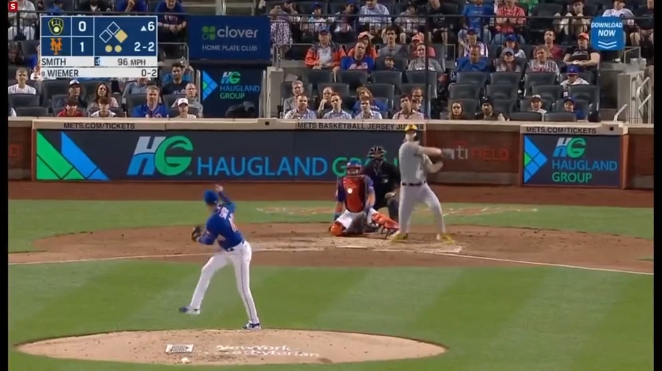 Brewers' Joey Wiemer crushes a two run home run against the Mets