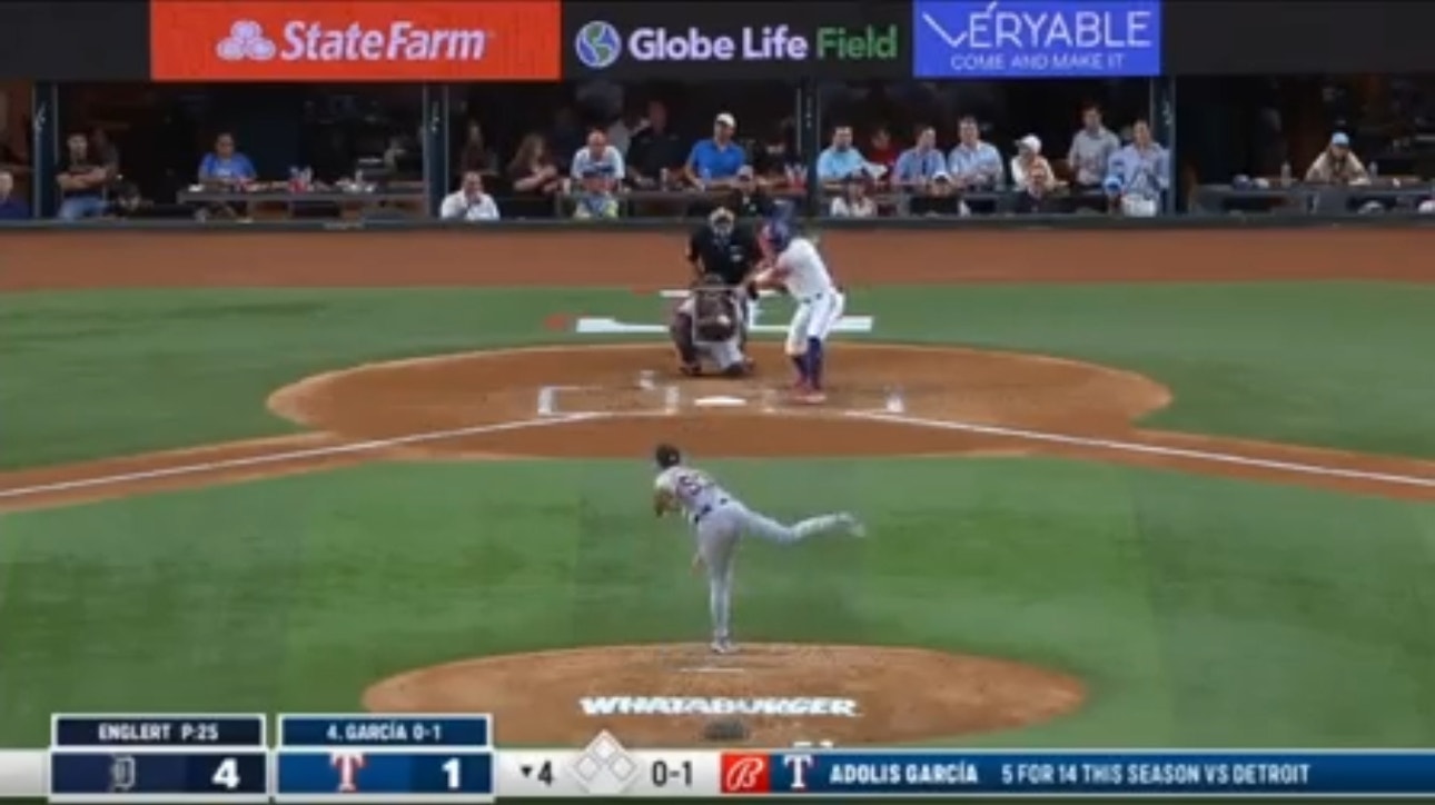 Rangers' Adolis Garcia crushes a solo home run against the Tigers