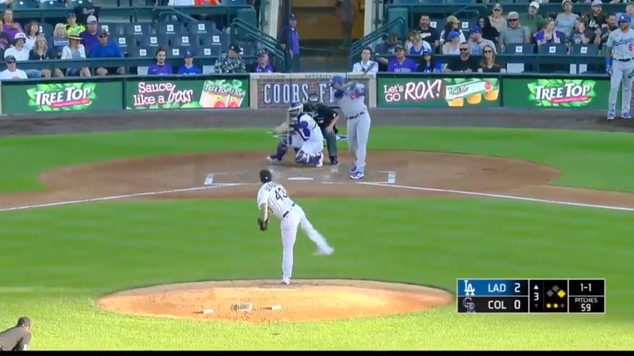 J.D. Martinez SMASHES a two-run home run to extend the Dodgers' lead over the Rockies