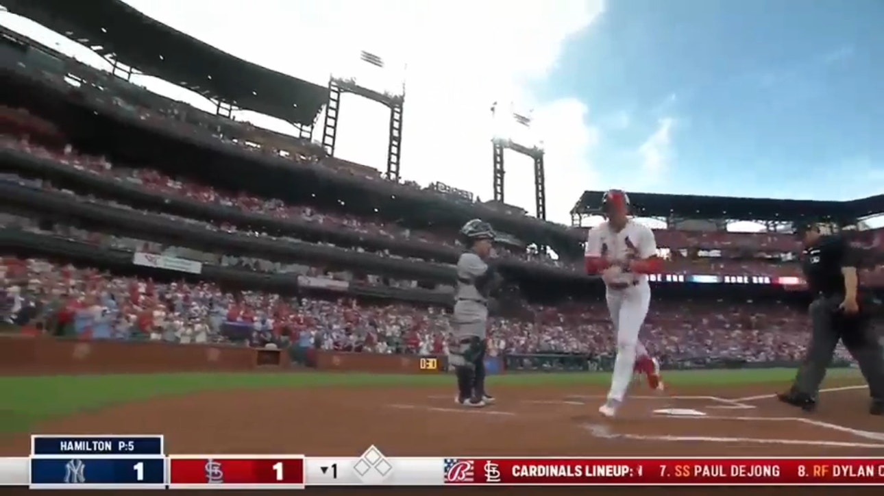 Lars Nootbaar cranks a leadoff homer to level the Cardinals vs. Yankees
