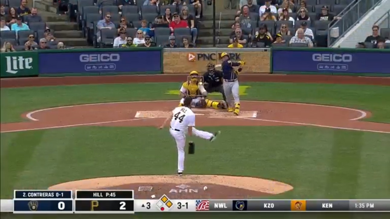Brewers' William Contreras smacks a three-run homer to grab the lead against the Pirates