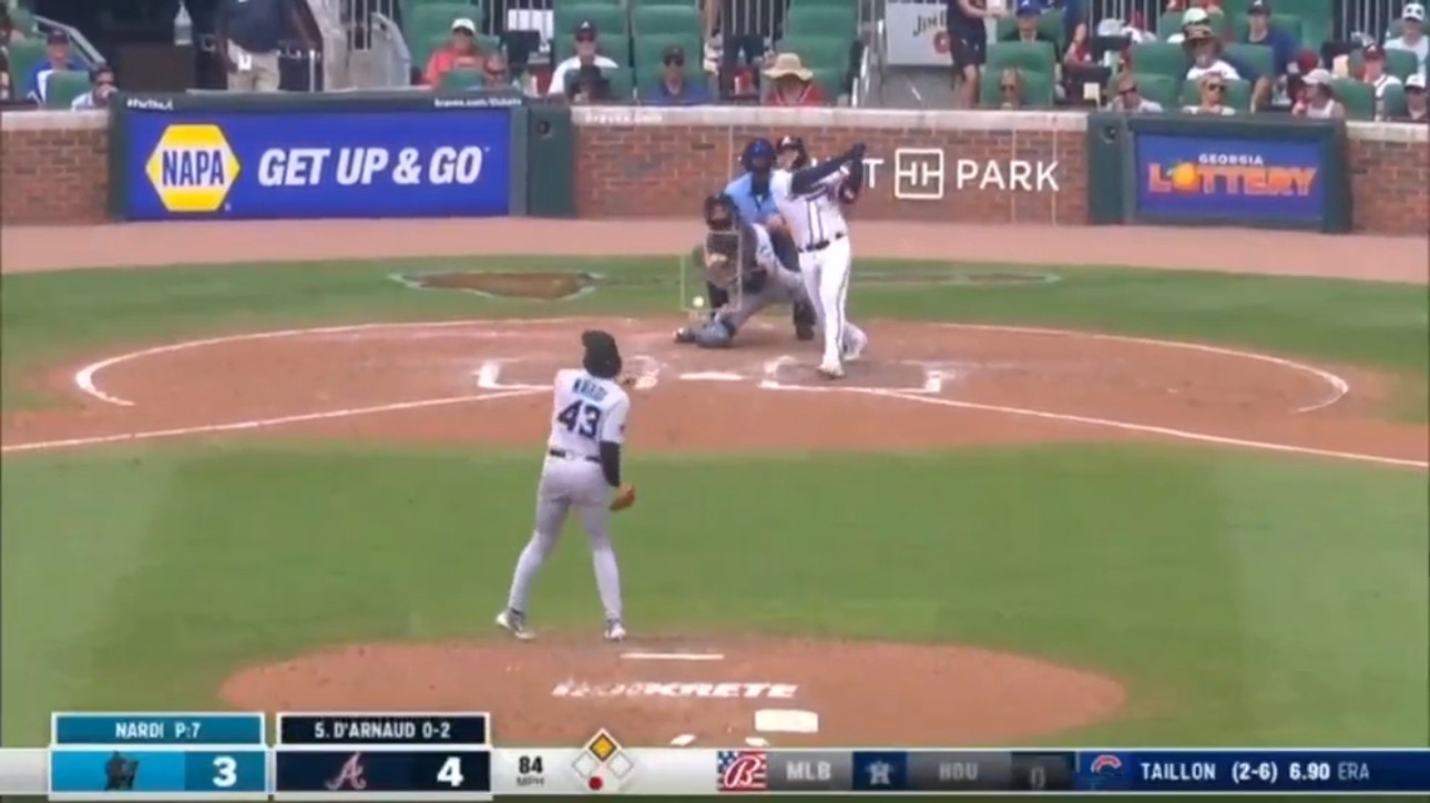 Travis d'Arnaud CRUSHES a two-run homer as the Braves extend their lead over the Marlins