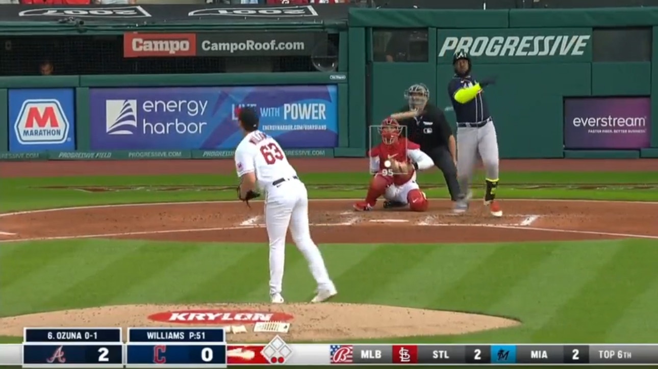 Marcell Ozuna BLASTS a solo homer to extend the Braves' lead over the Guardians