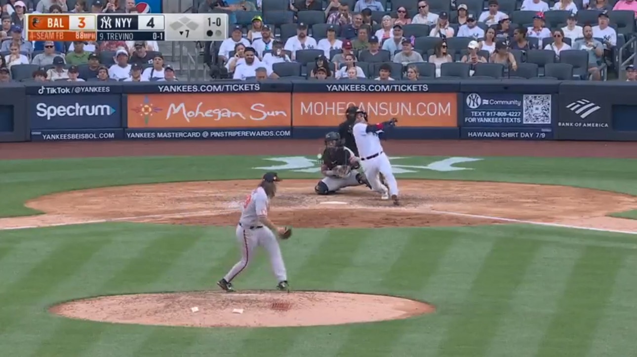 Jose Trevino belts a DEEP solo homer to extend the Yankees' lead over the Orioles