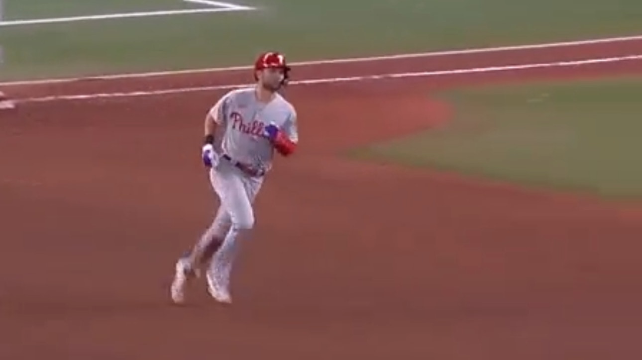 Trea Turner SMACKS a home run off the foul pole against the Rays