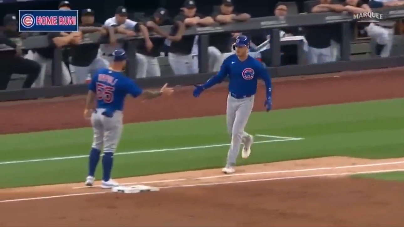 Cubs' Cody Bellinger powers a go-ahead solo shot to the second deck vs. the Yankees, extending his hitting streak to 13 games