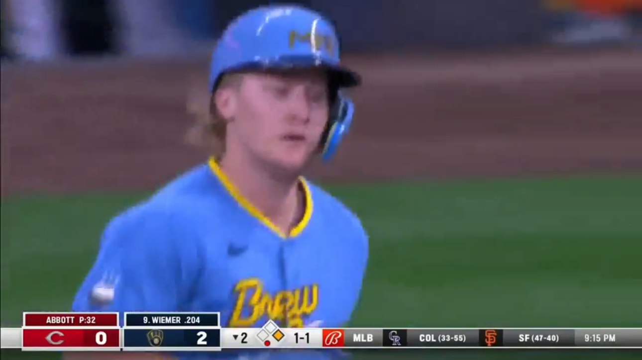 Joey Wiemer crushes a home run, extending the Brewers' lead over the Reds