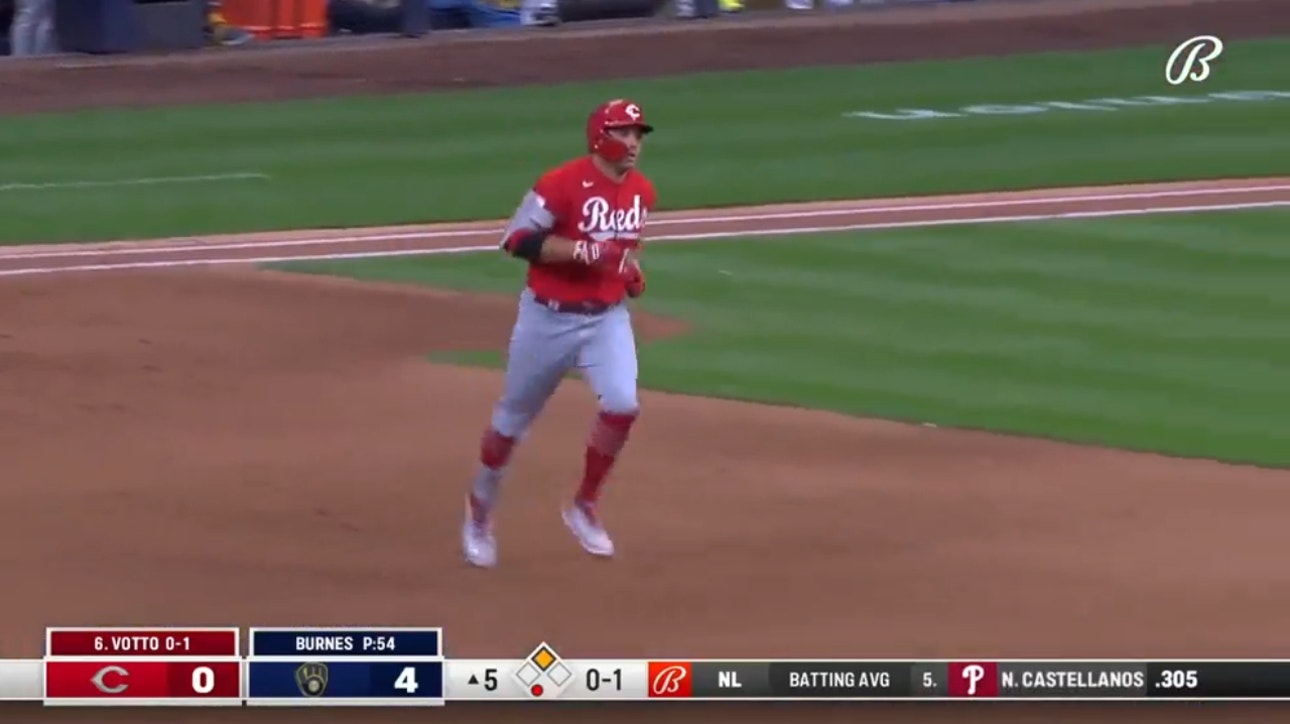 Joey Votto SMACKS a two-run home run to cut the Reds' deficit against the Brewers