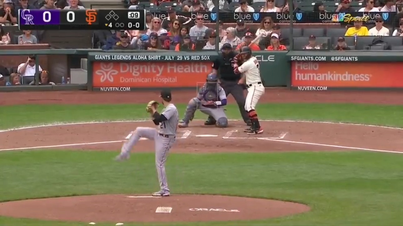 J.D. Davis launches a solo home run to give the Giants a 1-0 lead against the Rockies
