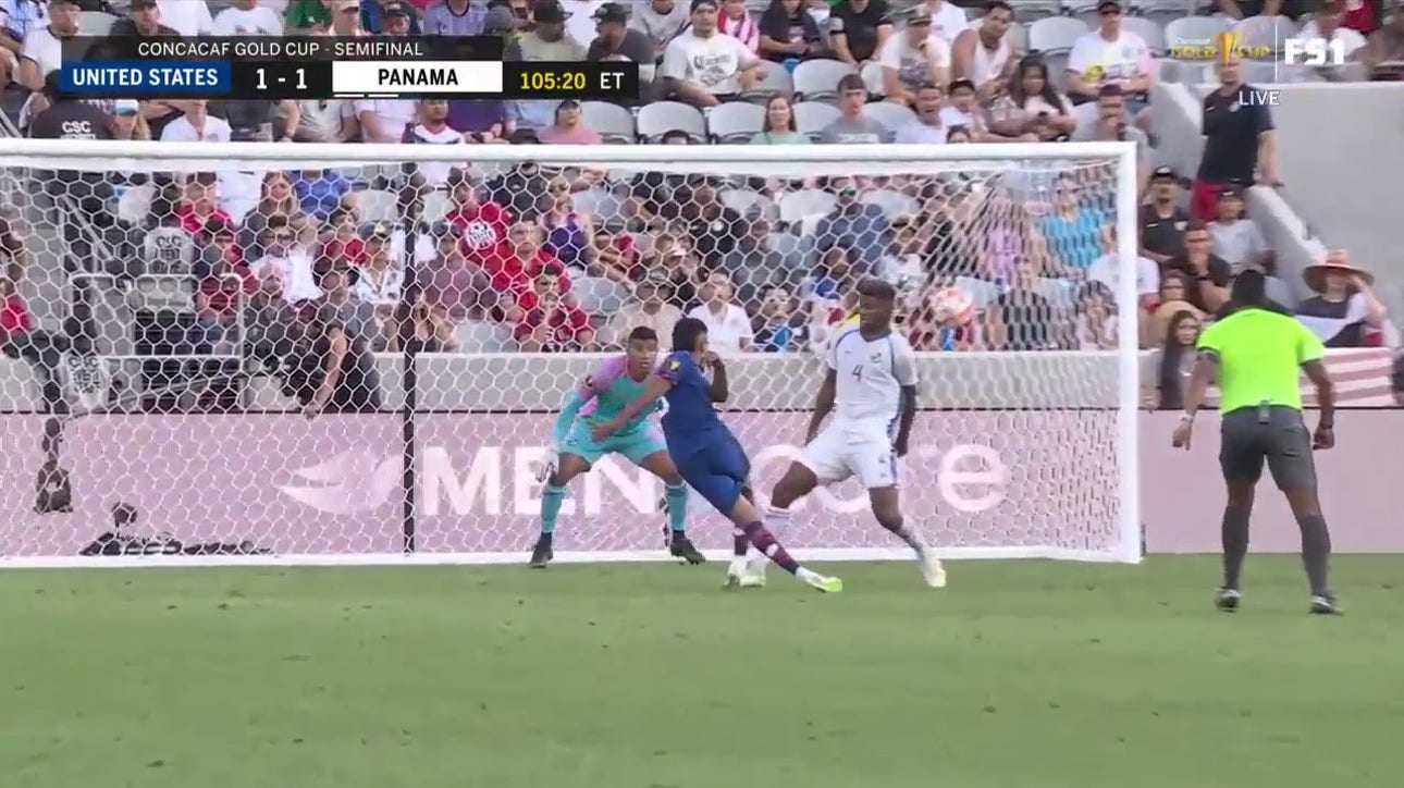 United States' Jesús Ferreira scores a WILD goal to tie the match against Panama in the Gold Cup