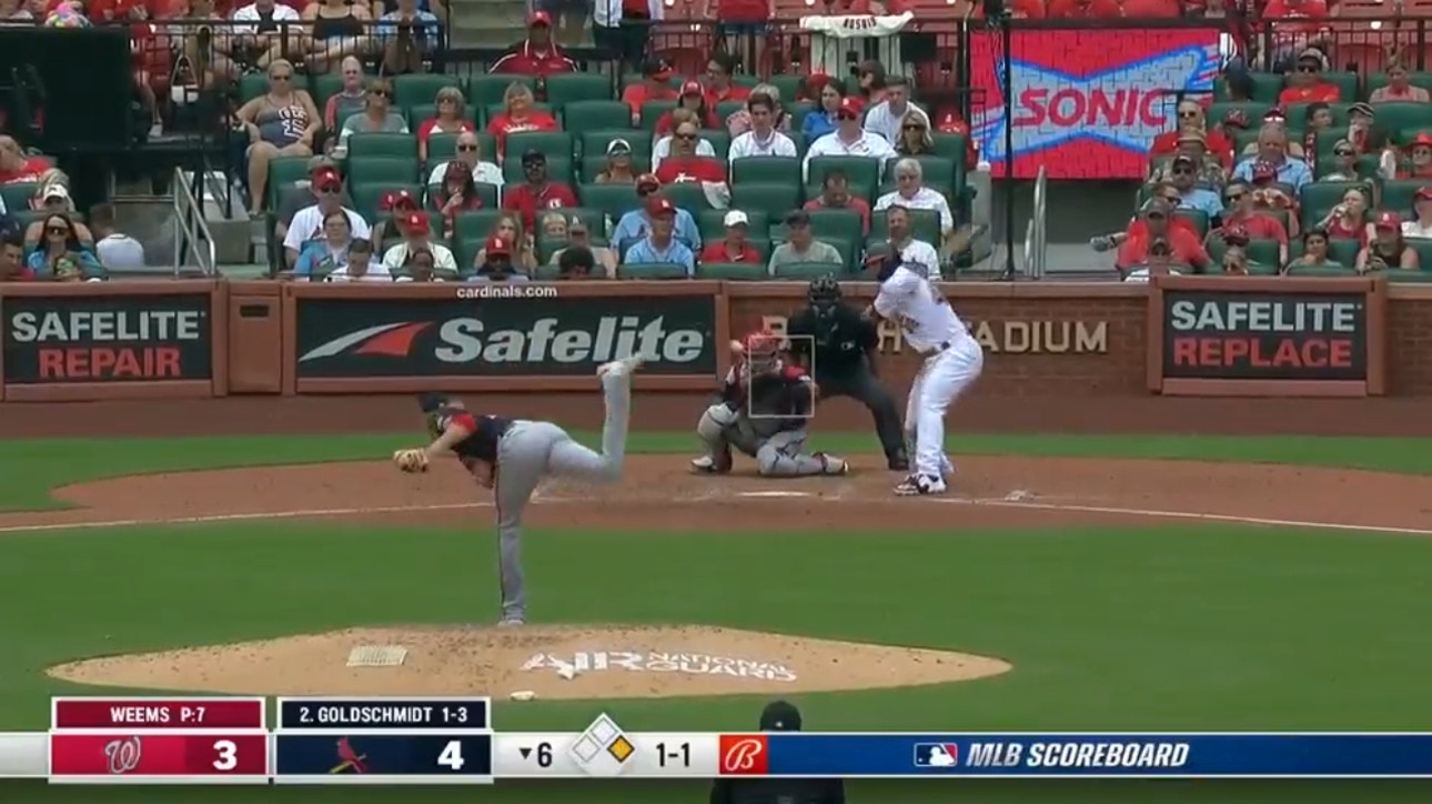 Paul Goldschmidt CRANKS a two-run homer to extend the Cardinals' lead over the Nationals