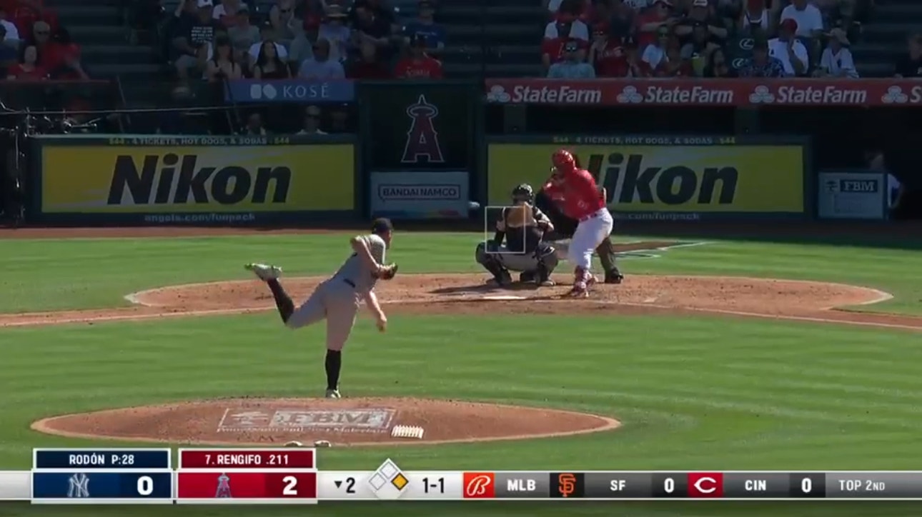 Luis Rengifo blasts a two-run home run, adding to the Angels' lead over the Yankees