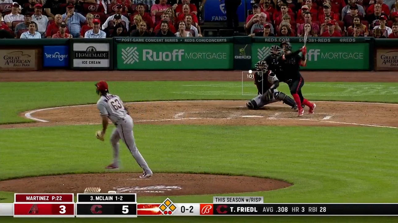 Matt McLain launches a grand slam to right field to extend the Reds' lead over the Diamondbacks