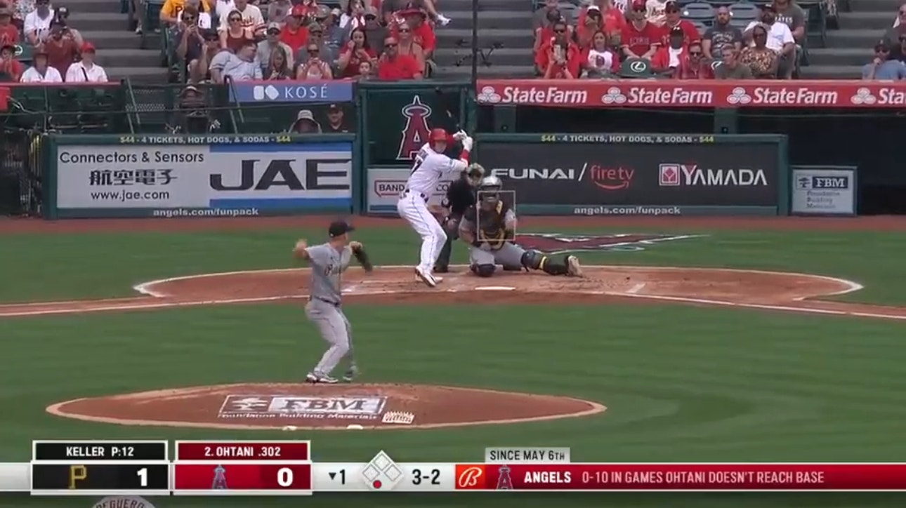 Shohei Ohtani slams a solo home run to even out the score for the Angels against the Pirates