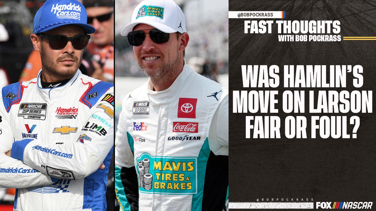 Denny Hamlin's move on Kyle Larson at Pocono. Fair or Foul? | Fast Thoughts With Bob Pockrass