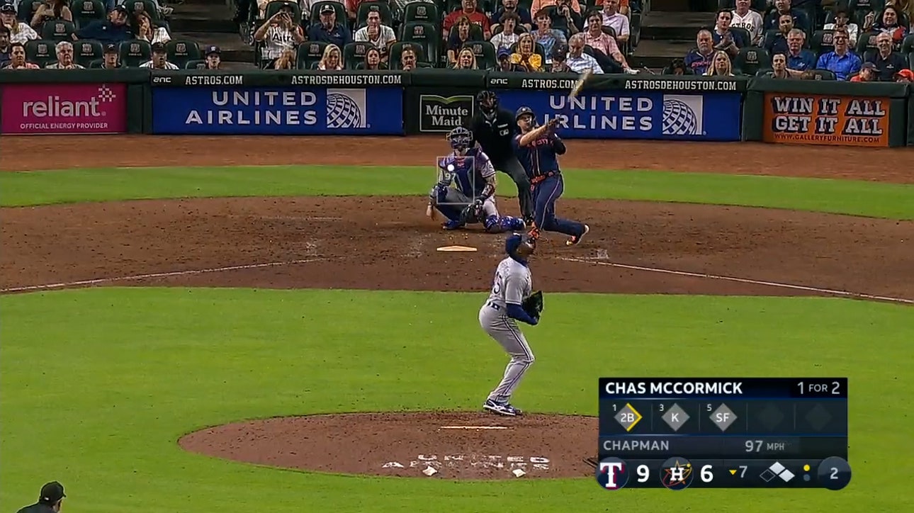 Chas McCormick knocks a three-run home run, helping the Astros tie the game against the Rangers