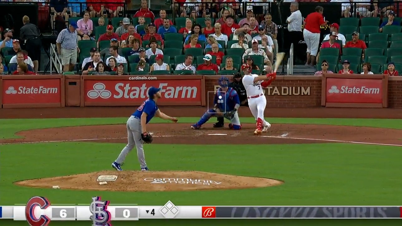 Andrew Knizner hits a solo home run to get the Cardinals on the board against the Cubs