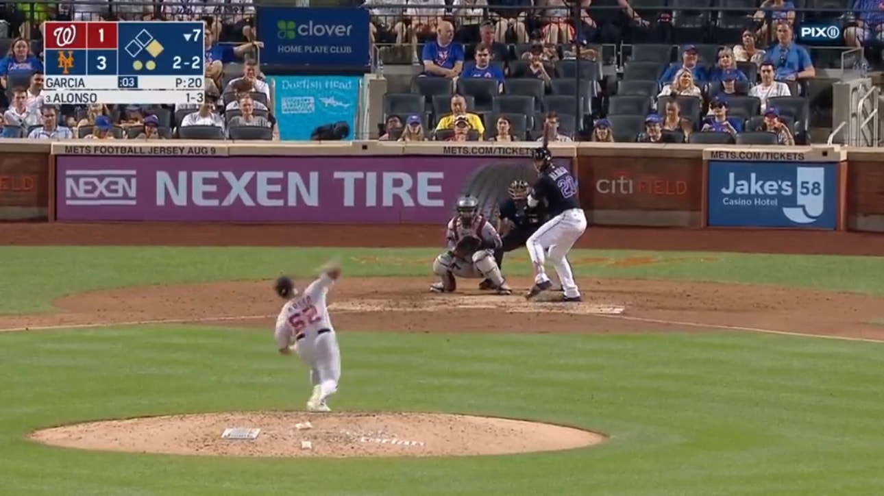 Pete Alonso slams his second homer of the game to extend the Mets’ lead over the Nationals