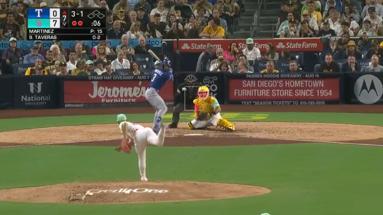 Manny Machado makes an incredible throw to first to close out the inning for the Padres against the Rangers