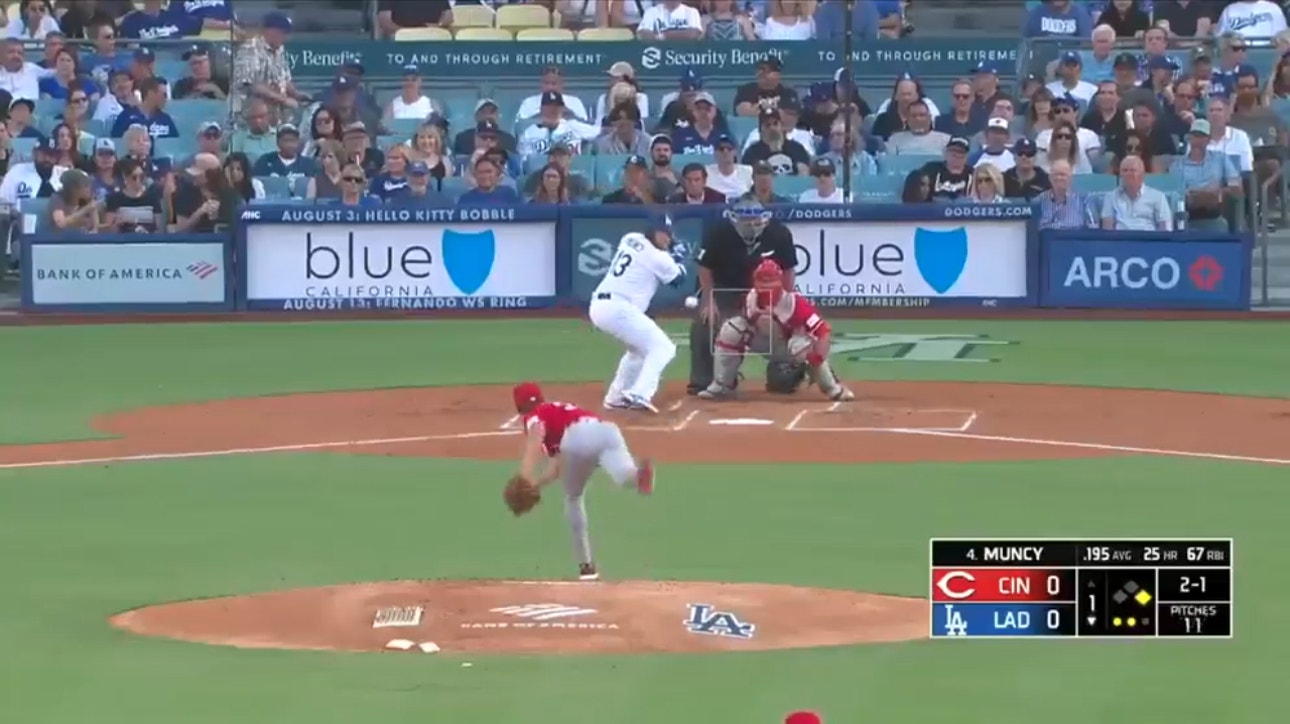 Max Muncy muscles a two-run home run to get the Dodgers started against the Reds