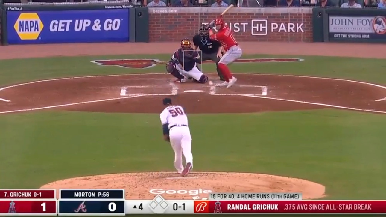 Randal Grichuk blasts a solo home run as the Angels extend their lead over the Braves