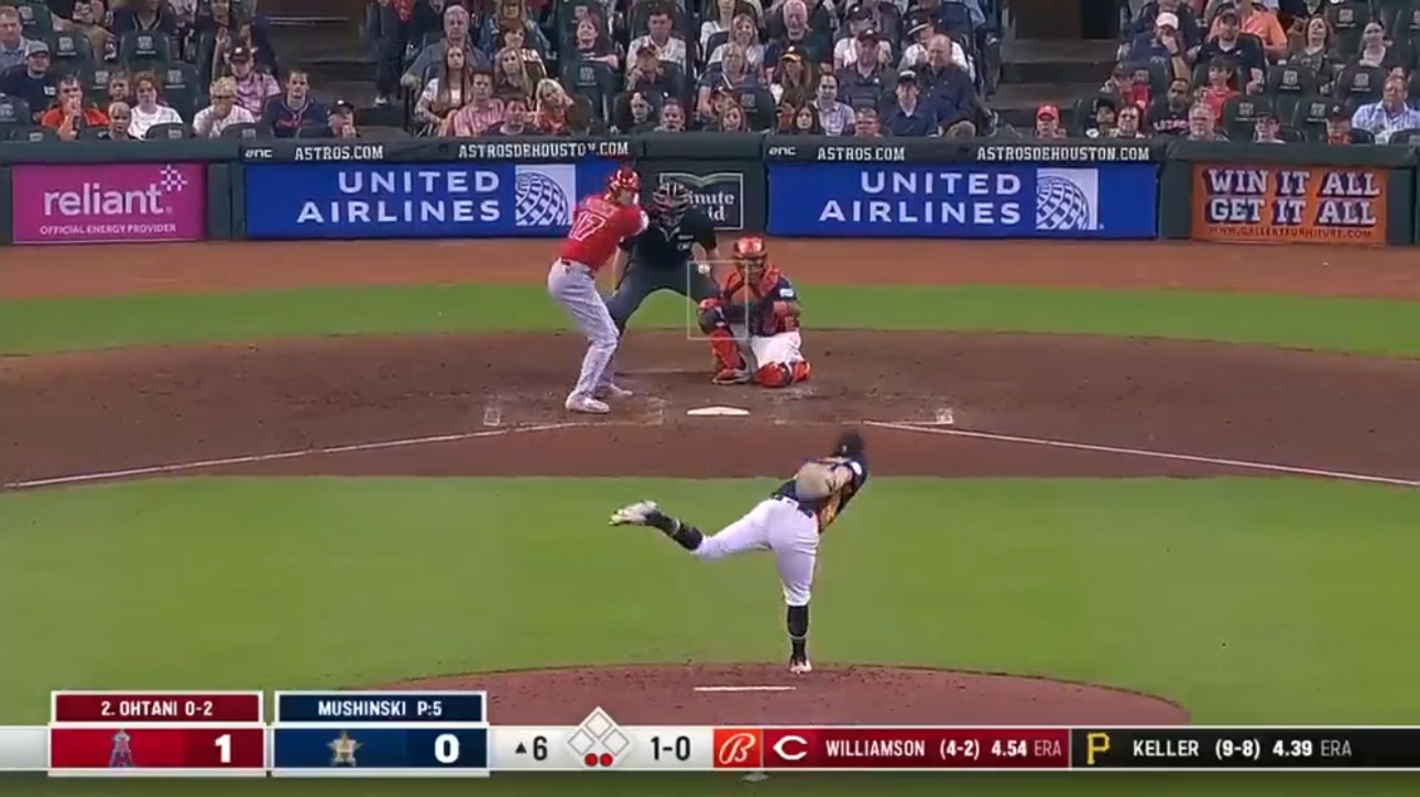 Angels' Shohei Ohtani smashes his American League-leading 41st home run against the Astros