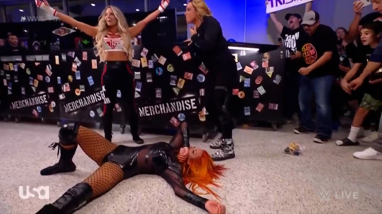 Becky Lynch and Trish Stratus brawl through the arena after forcing a count out | WWE on FOX