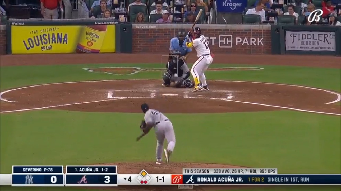 Ronald Acuña Jr. muscles his 27th home run of the season as the Braves extend their lead over the Yankees