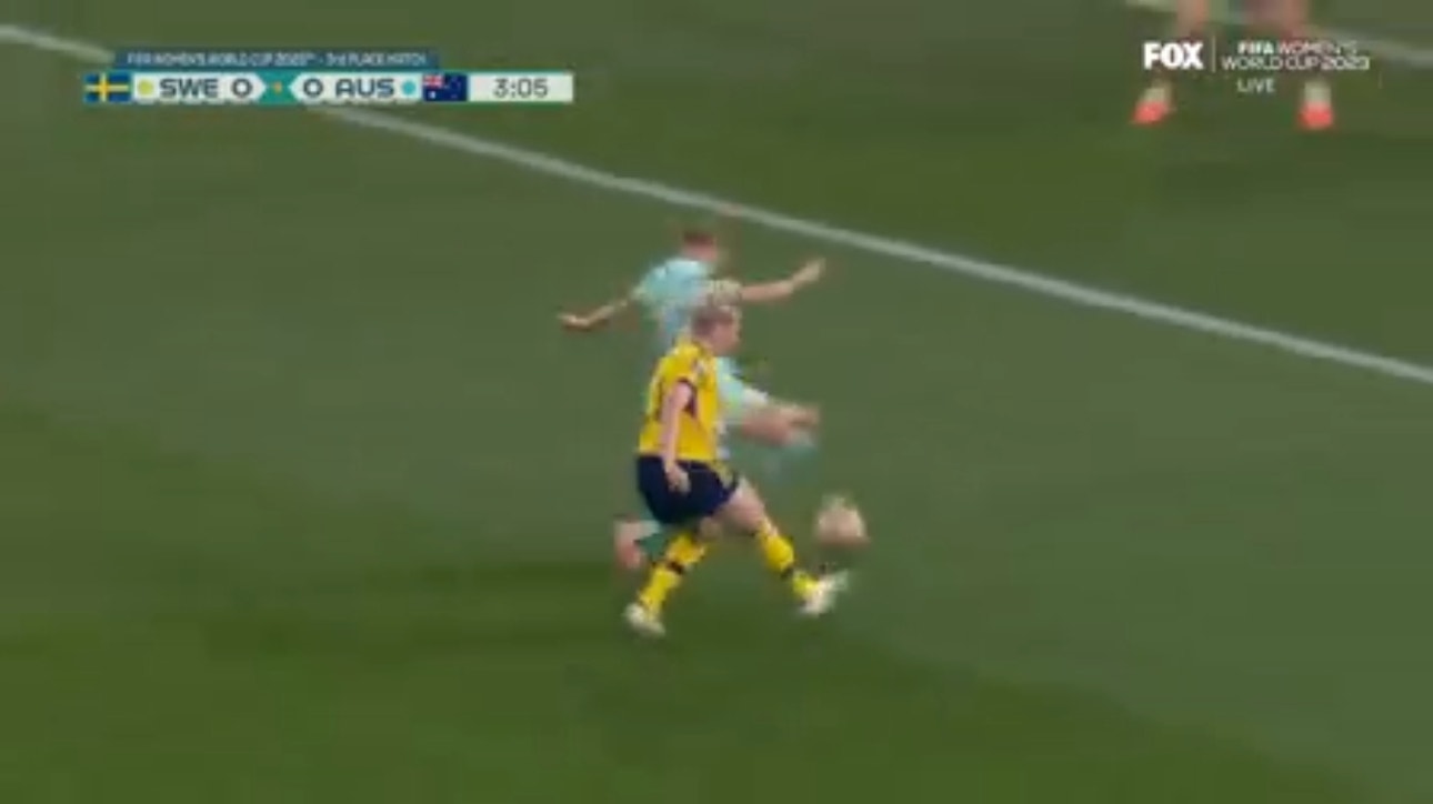 Stina Blackstenius gets off a shot on goal but it is saved as Sweden and Australia are knotted at 0-0