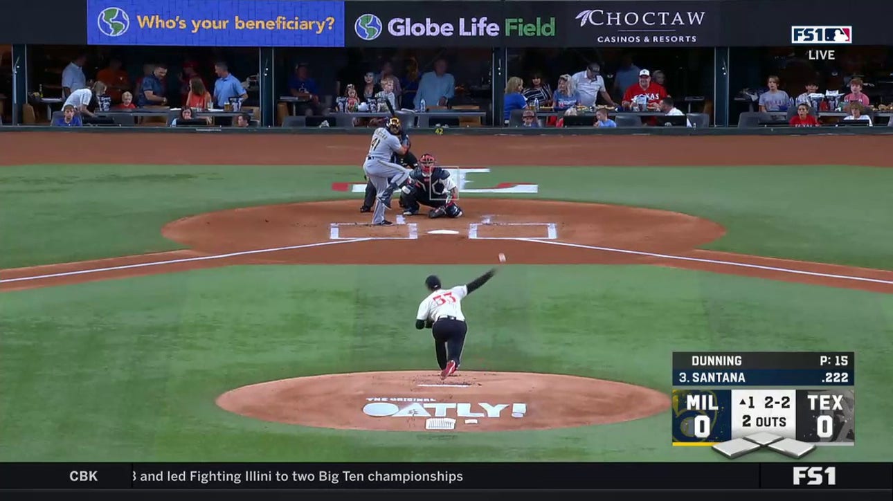 Carlos Santana smashes a solo home run to get the Brewers started vs. Rangers