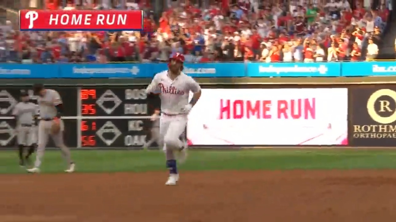 Bryce Harper launches a two-run homer, giving the Phillies an early lead over the Giants