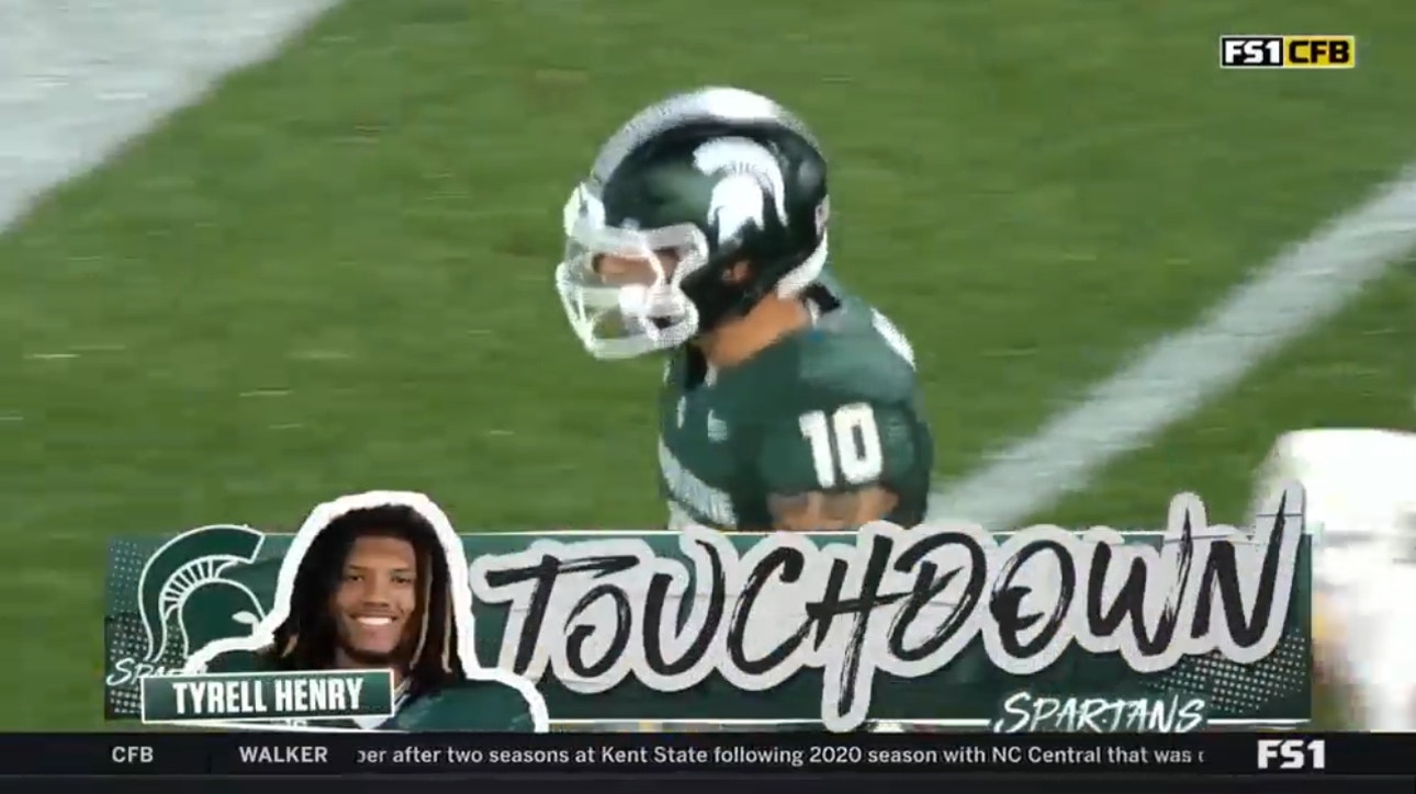 Michigan State's Noah Kim finds Tyrell Henry for a 10-yard TD to extend the lead vs. Central Michigan