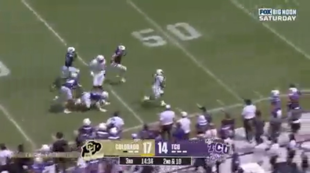 Shedeur Sanders finds Dylan Edwards for a 75-yard TD to give Colorado a 24-14 lead against TCU