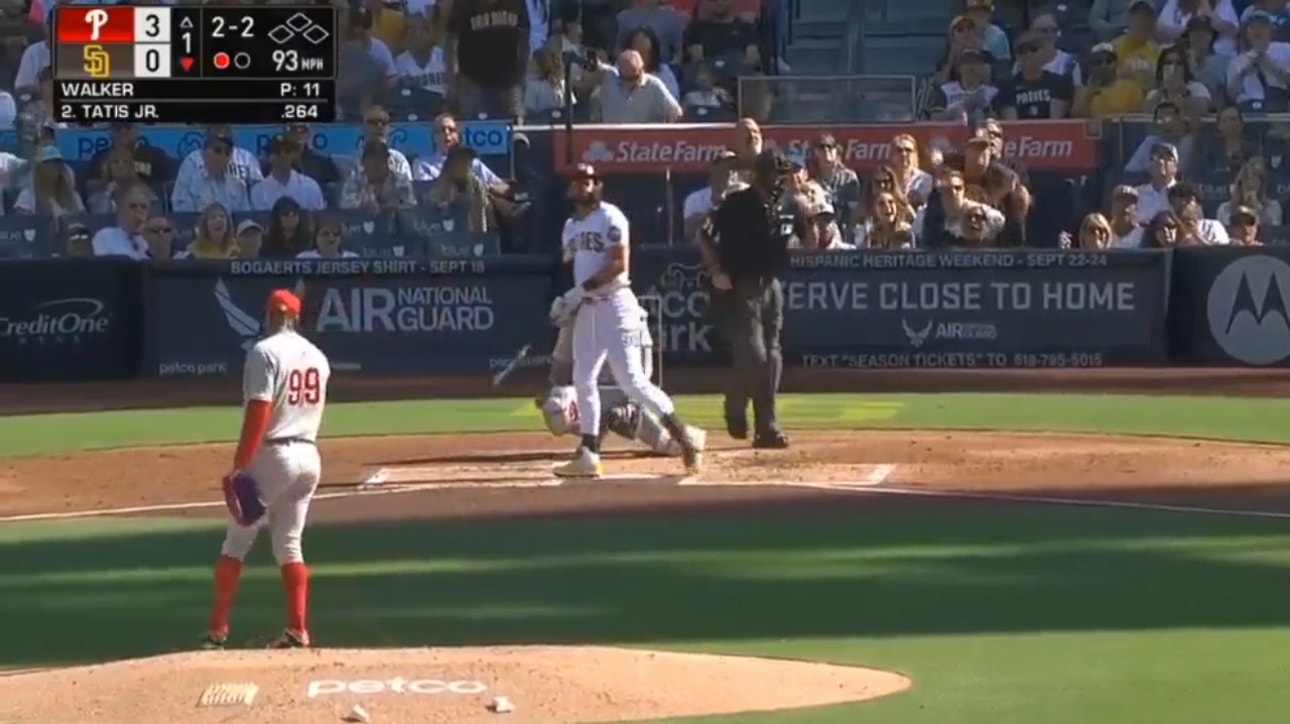 Fernando Tatis Jr. hits an UPPER-DECK home run to put the Padres on the board against the Phillies