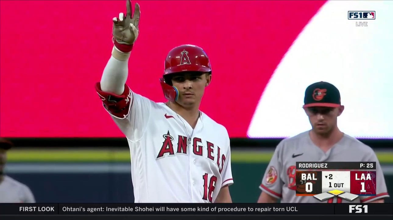 Mickey Moniak smacks an RBI double to give the Angels an early lead over the Orioles