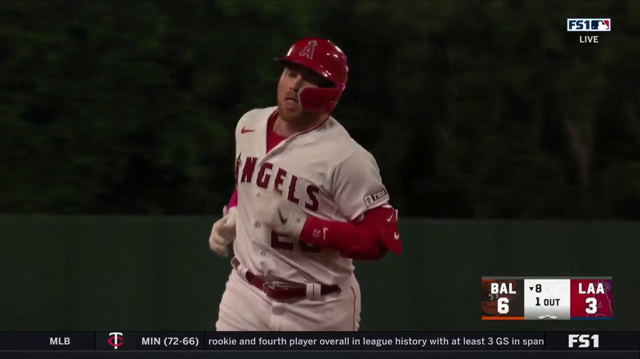 Angels' Brandon Drury crushes a solo home run against the Orioles in the eighth inning