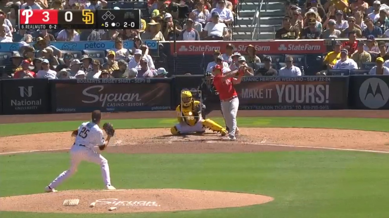J.T. Realmuto SMASHES a solo home run to extend the Phillies' lead over the Padres