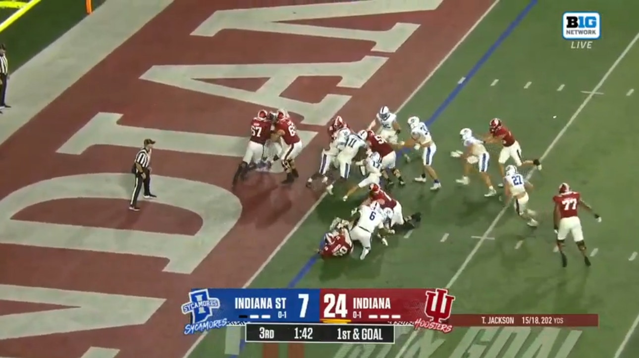 Indiana's Christian Turner punches in the touchdown to extend their lead against Indiana State
