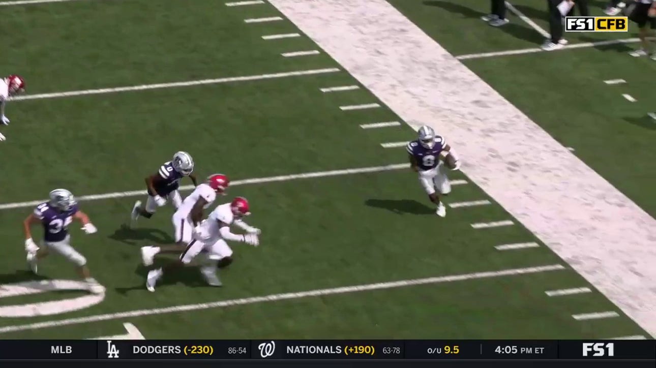 Kansas State's Will Howard connects with Phillip Brooks for a 39-yard touchdown to extend the lead against Troy