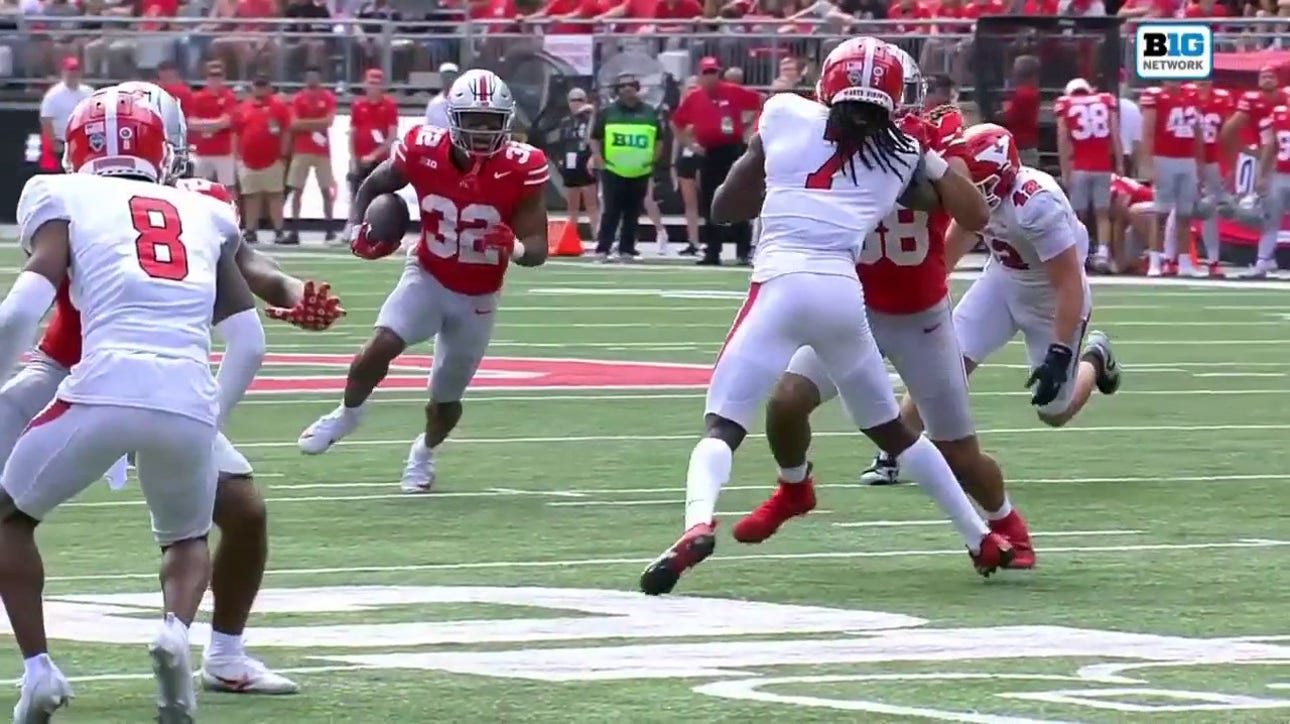 Ohio State's TreVeyon Henderson puts on the jets and rushes for a 30-yard touchdown vs. Youngstown State